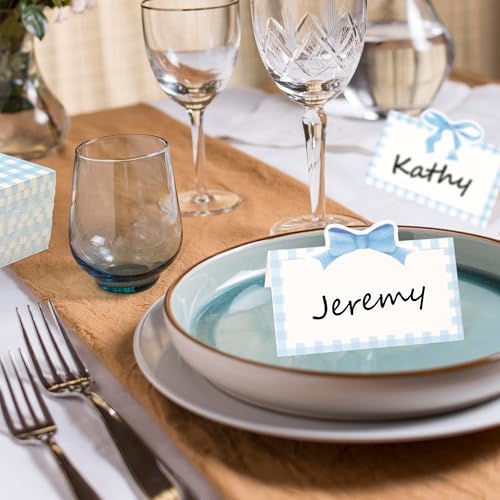 R HORSE Blue Bow Place Cards 100Pcs 35x2 Inch