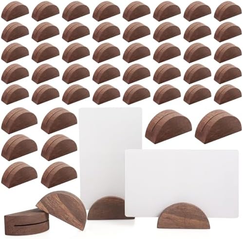 Alffun 50 Pcs Wooden Table Number Stands for Events