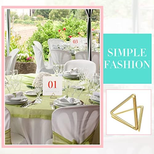 100 Pcs Gold Table Number Holders Triangle Shape Place Card Holders