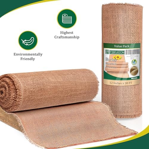 FIBEUSION Stiff Burlap Roll 12 Inch x 30 Feet
