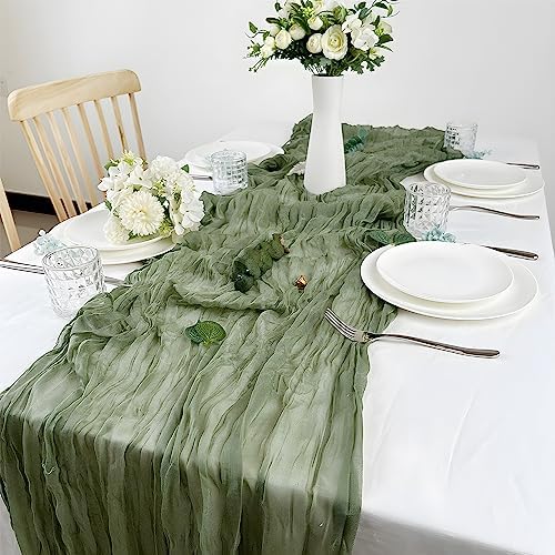 2 Pack 10 Ft Sage Green Cheesecloth Table Runners
