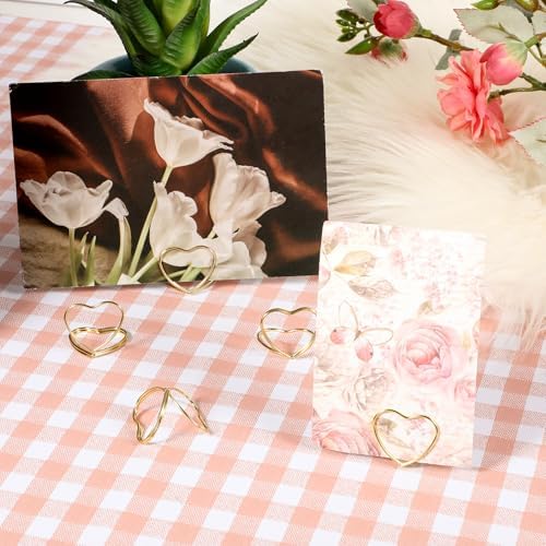 32Pcs Heart Shape Table Number Place Card Holders Gold
