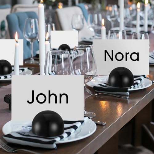 Geyoga 50 Pcs Black Round Place Card Holders