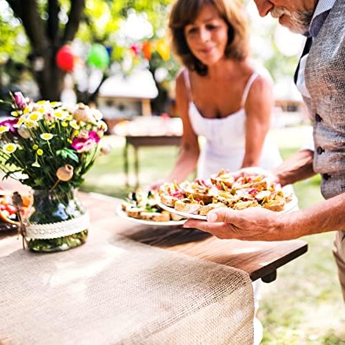Breling 6 Pcs Burlap Table Runner Set