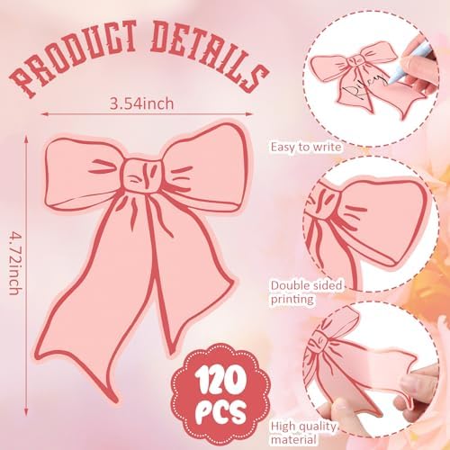 120 Pcs Pink Bow Place Cards for Parties and Events