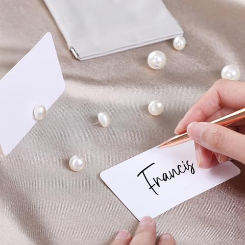 UNIQOOO 12Pcs Ivory Pearl Place Card Holders Set
