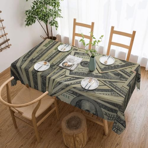 Dollar Bills Vintage Rectangular Tablecloth 54x72 Inch
