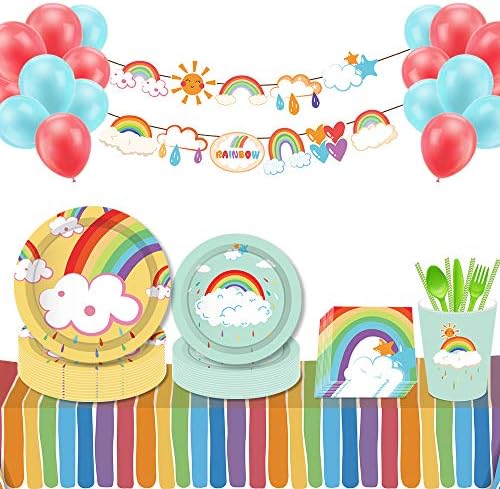 2 PCS Rainbow Disposable Tablecloths for Parties