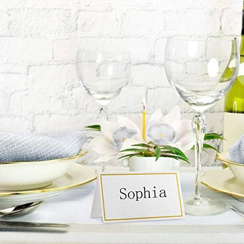 100Pcs Premium Place Cards with Gold Foil Border