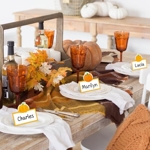 48 Pumpkin Place Cards for Fall Events and Thanksgiving