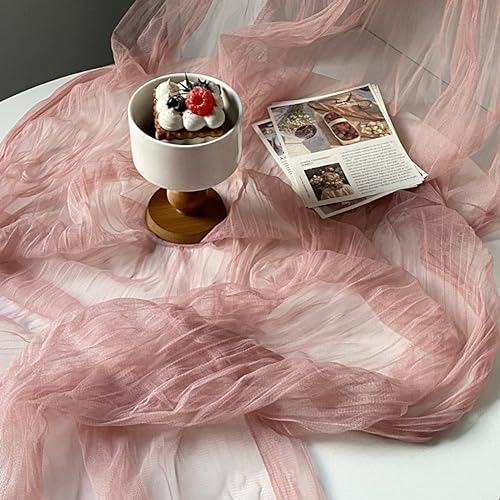 Joanlody Dusty Rose Cheesecloth Table Runner 10ft