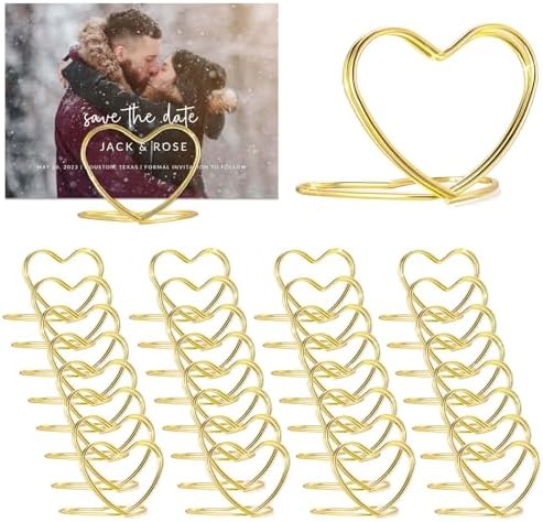 CunGLIN Gold Heart Shaped Place Card Holders 32 PCS