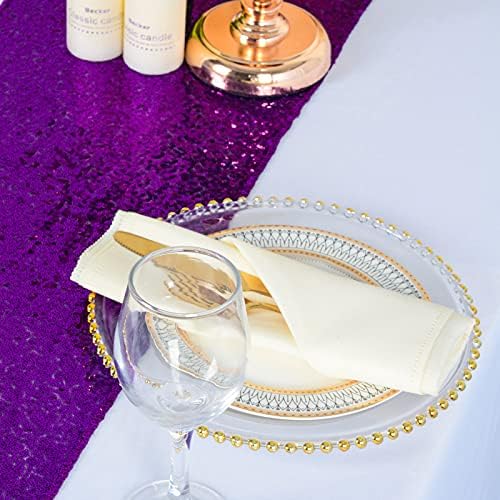 ShinyBeauty Purple Sequin Table Runner 12x72-Inch