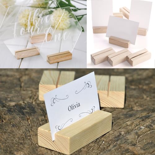 18 Pieces Pine Wood Place Card Holders for Events