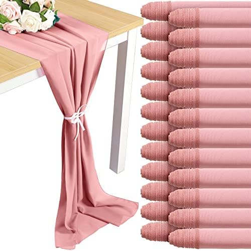 24 Pack Dusty Rose Chiffon Table Runners