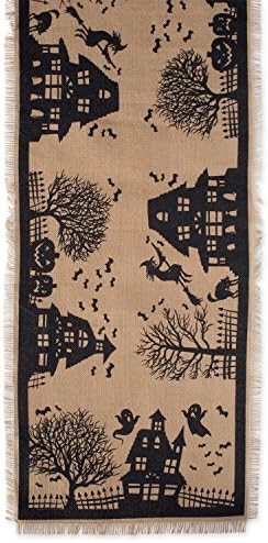 DII Halloween Burlap Table Runner 14x74 Black Tan