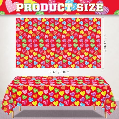 4 Pack Red Heart Tablecloths for Wedding Day 51x86in
