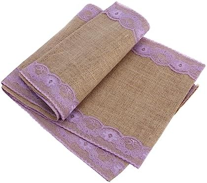 275x30cm Burlap Table Runner with Rustic Lace Edging