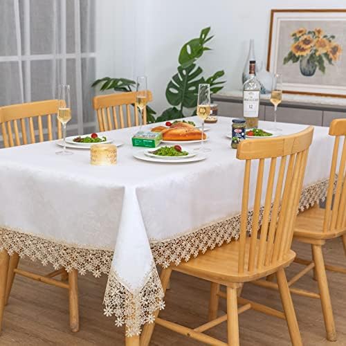 BrekSdat Beige Lace Rectangle Tablecloth