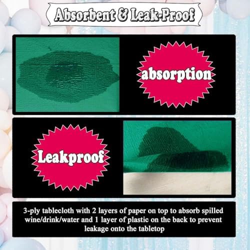 6 Pack Dark Green Paper Tablecloth for Rectangle Tables 54x108 Inch