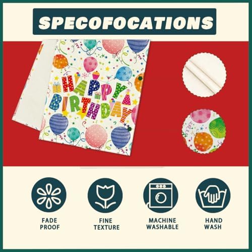 XCHI Colorful Balloons Confetti Stars Table Runner