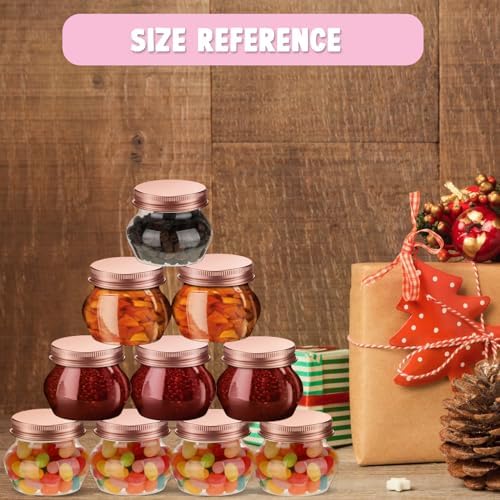 48 Pcs 4 Oz Clear Plastic Jars with Rose Gold Lids