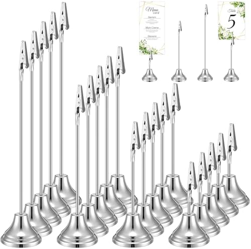 20 Pcs Silver Table Number Holders with Alligator Clips