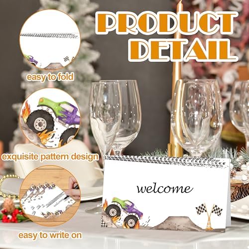 Monster Truck Place Cards For Party Table Settings