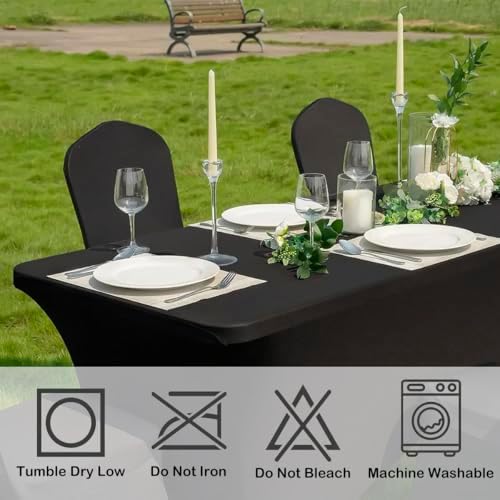 Craft And Party 2 Pack 6ft Black Spandex Tablecloths