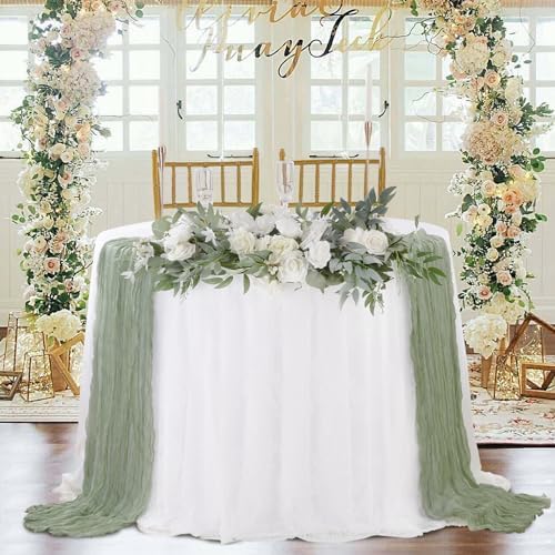 Sage Green Cheesecloth Table Runner 10ft 12 Pack