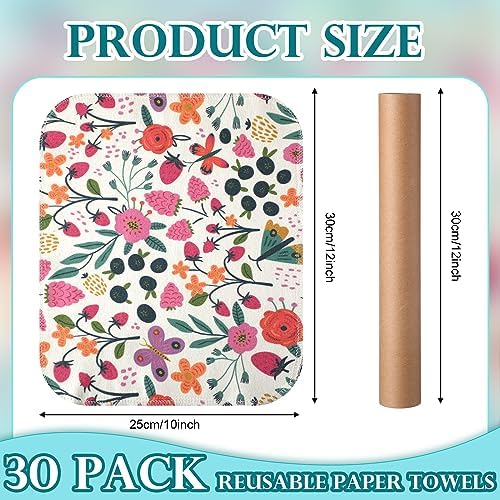 Redbaker 30 Pcs Reusable Cotton Towel Rolls with Cardboard