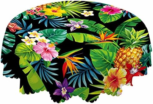 AOYEGO 60 Inch Round Tablecloth Tropical Design