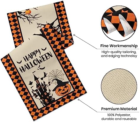 Anragon Pumpkin Table Runner Halloween Decor 72 Inches Long
