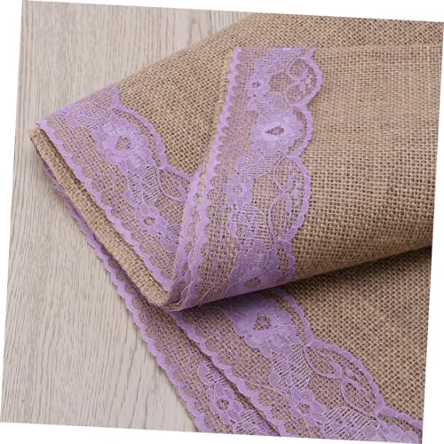 Unomor 275x30cm Burlap Table Runner with Lace Edging