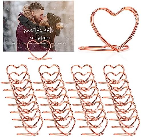 Cunglin Gold Heart Shape Place Card Holders 32 Pcs