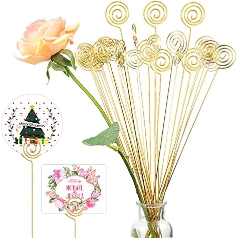 Zonon 30 Pcs Gold Floral Place Card Holders