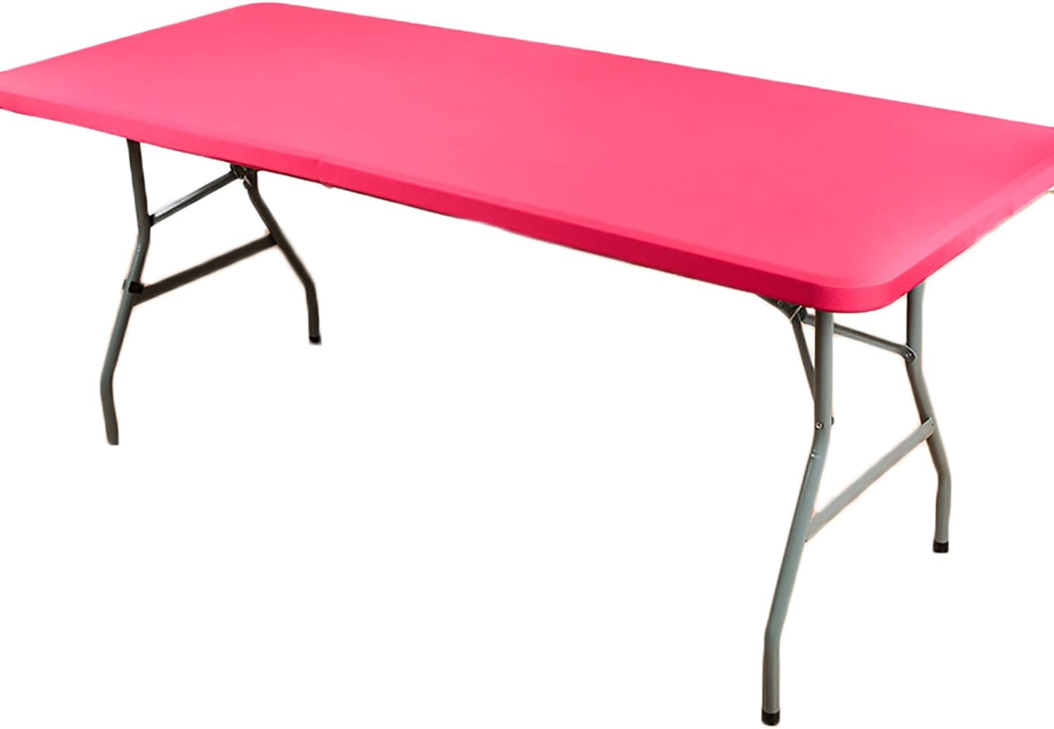 Rectangle Picnic Table Cloth Fuchsia Waterproof Elastic Tablecover for 5ft Tables