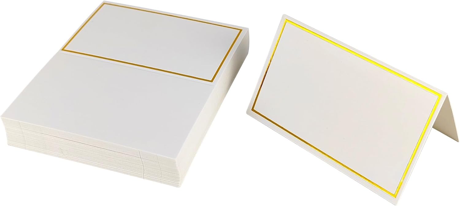 25 Pack Gold Foil Border Place Cards for Weddings and Events