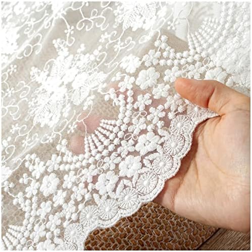 White Lace Table Runner 16x48 Inches Floral Embroidered