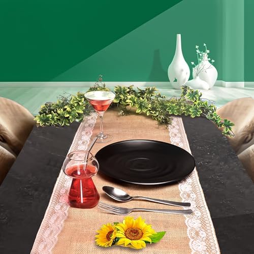 Fibeusion Burlap Lace Table Runner Pack of 6 12x108