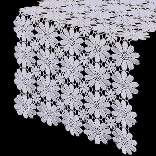 White Flower Lace Table Runner for Home Kitchen Wedding Banquet