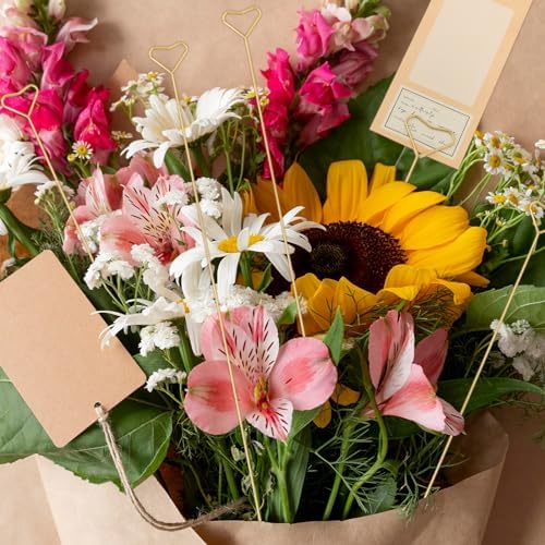 20pcs Metal Flower Card Holder Stick for Wedding and Floral Arrangements