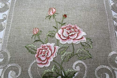 Fireplace Mantel Runner Pink Rose Sage Green Burlap