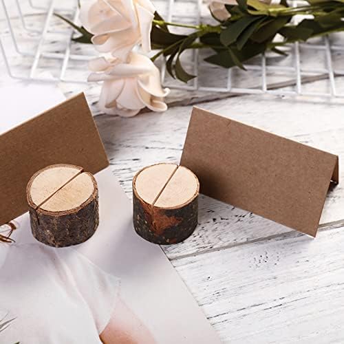 Tosnail 50 Wooden Place Card Holders with Kraft Paper Cards