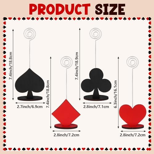 12 Pcs Casino Themed Place Card Holders Poker Shaped Table Number Stands