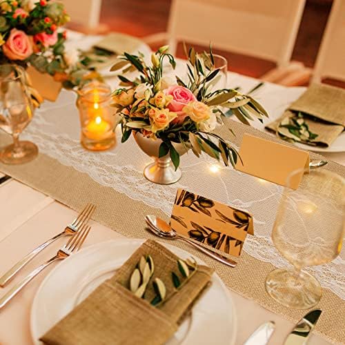 Xinnun 6 Pcs Burlap Table Runner with Lights