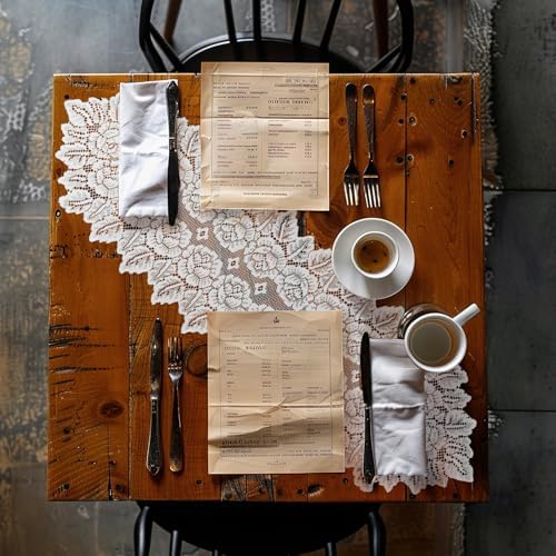 White Boho Table Runner with Lace Design