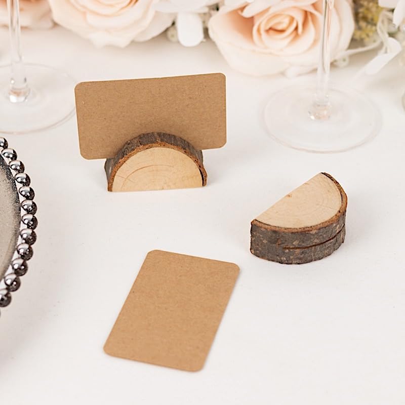 10 Natural Semicircle Wood Place Card Holders for Events