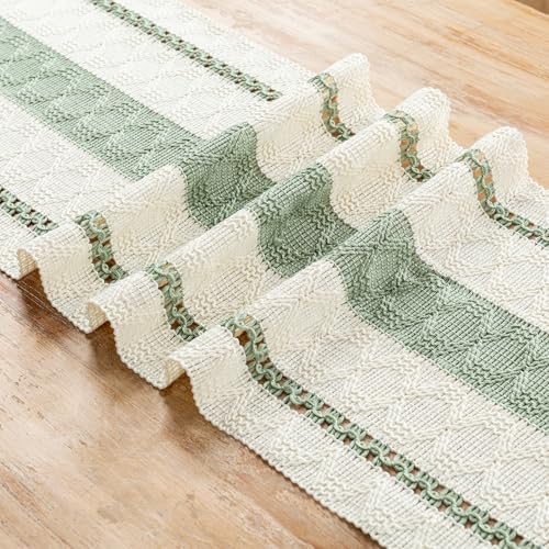 Fancy Homi Sage Green Macrame Table Runner 48 Inches