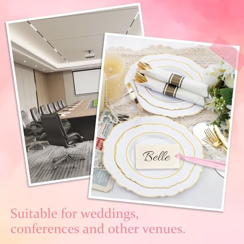 50 Pcs Blank Name Place Cards with Satin Ribbon Pink